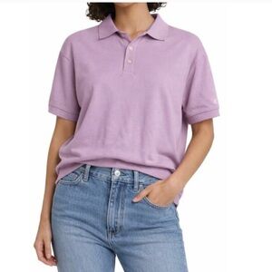 45. Everlane The Oversized Polo Purple Mauve Organic Cotton